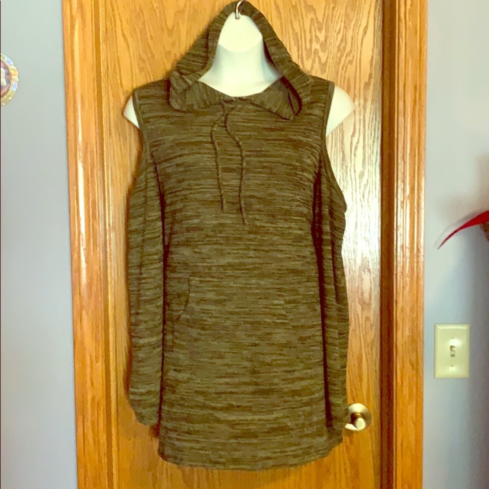Olive green hooded tunic, XL